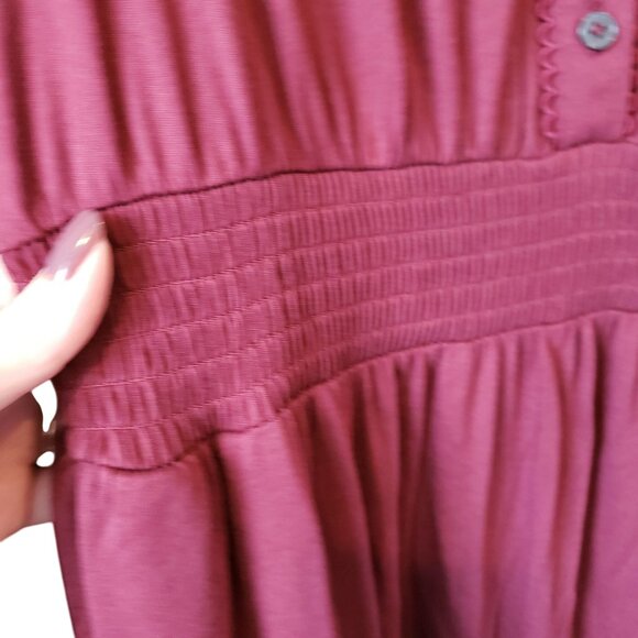 NEW Boden Shirred Waist Tiered Midi Dress Deep Wisteria Burgundy Red 8P 12P - Picture 8 of 10